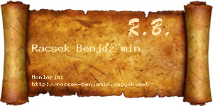 Racsek Benjámin névjegykártya